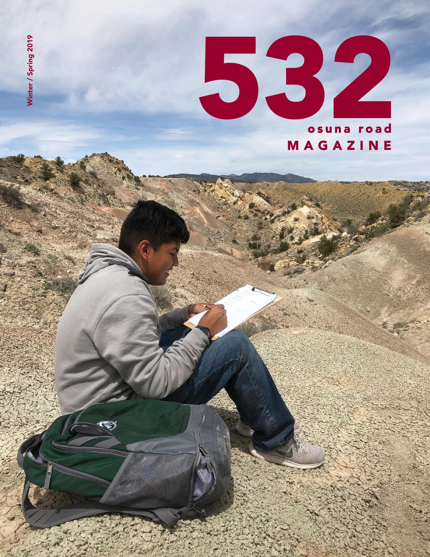 532 magazine cover of student drawing in nature