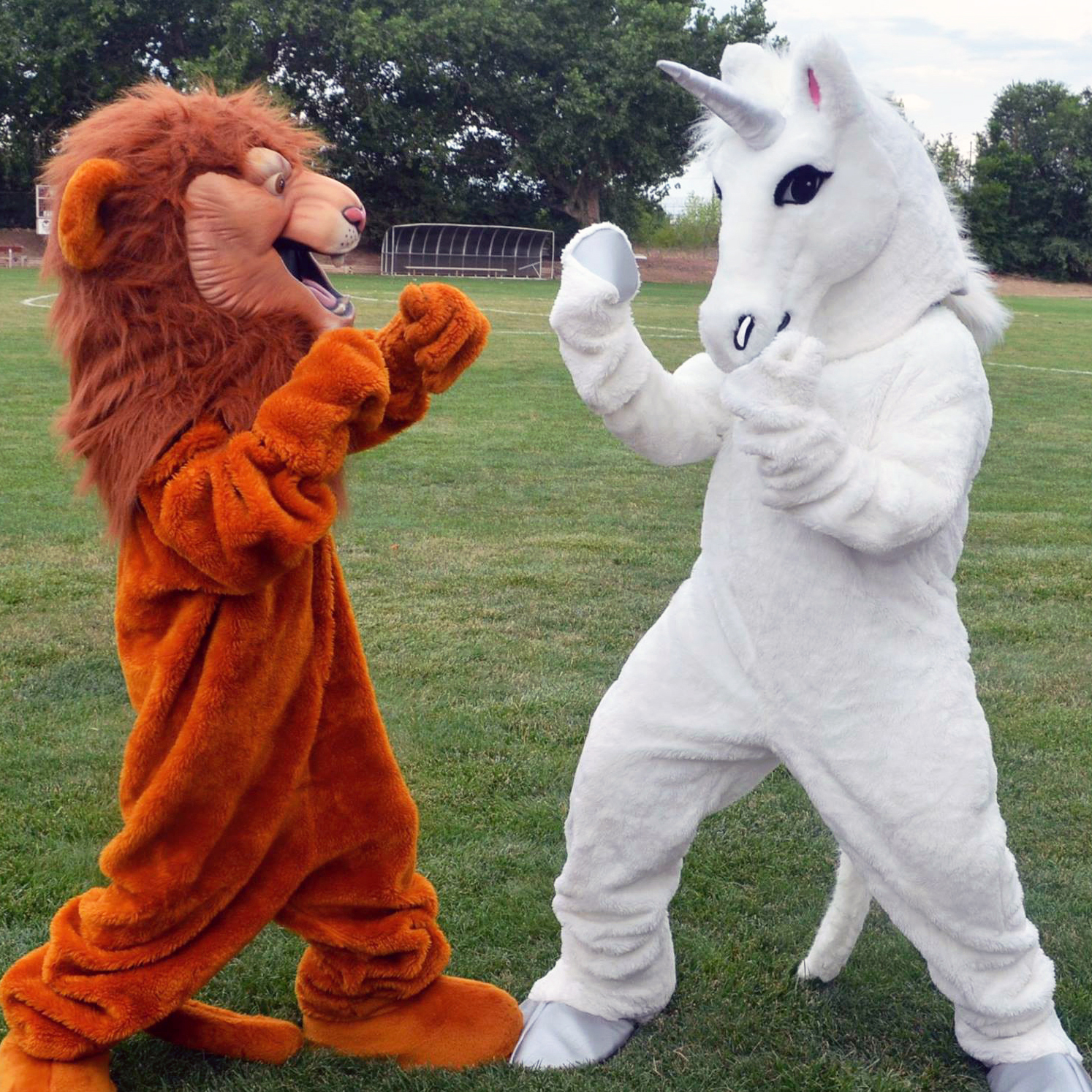 Lion and unicorn mascots