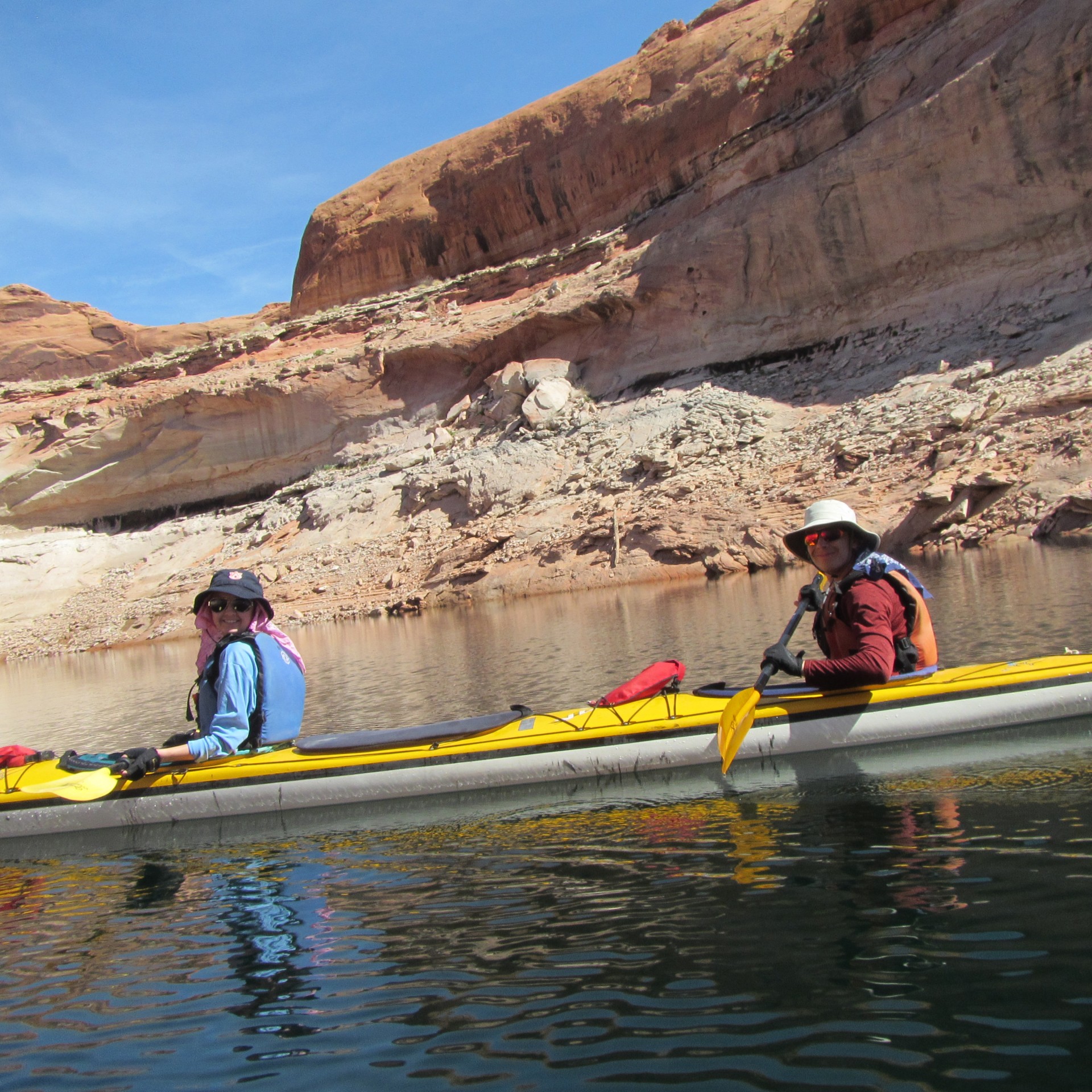Students in kayaks