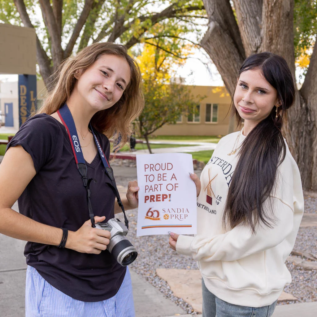 Students with Proud Prep sign