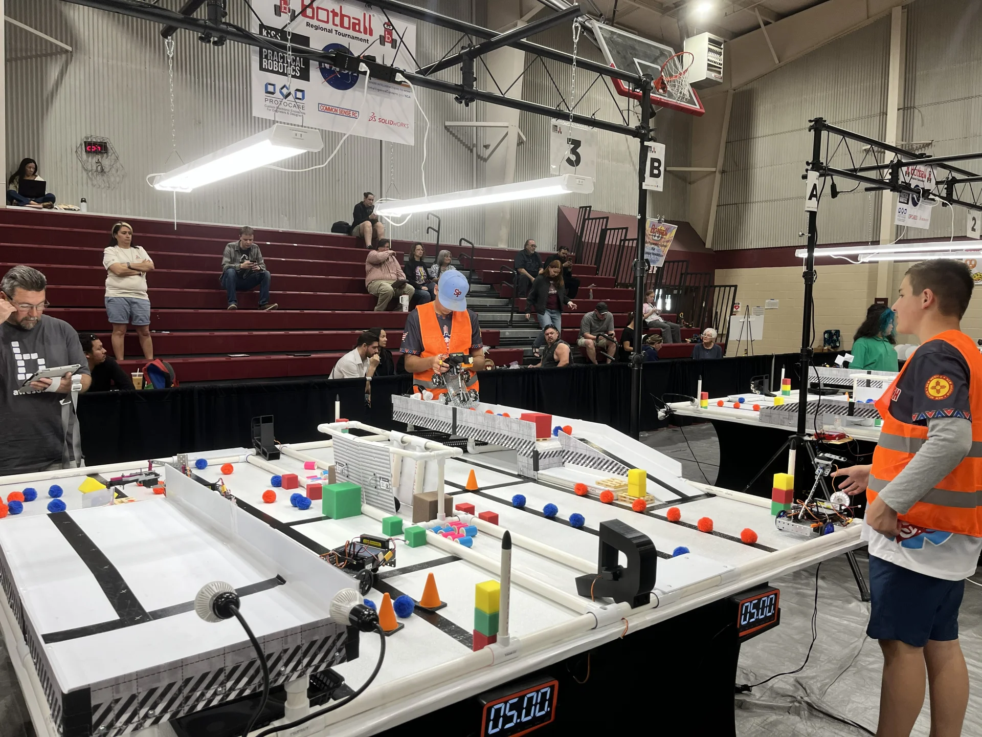 Robotics team competing