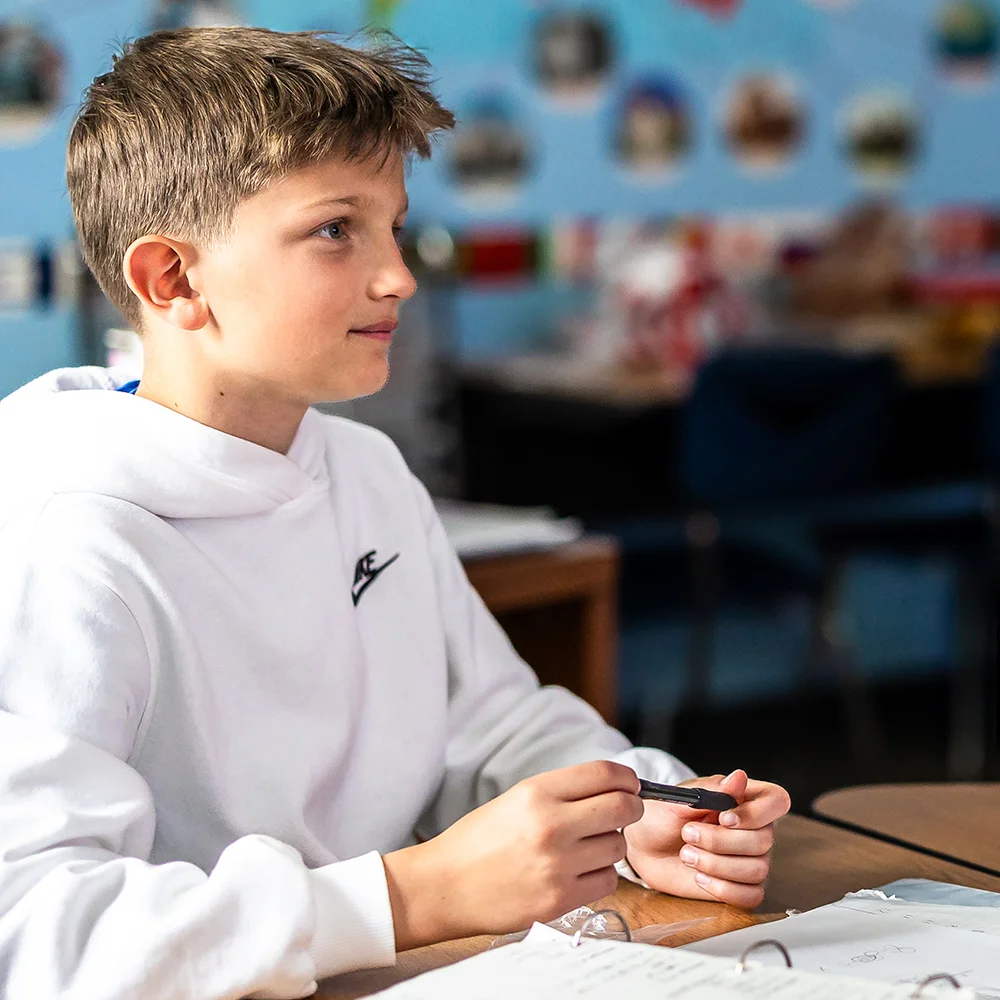 student at desk
