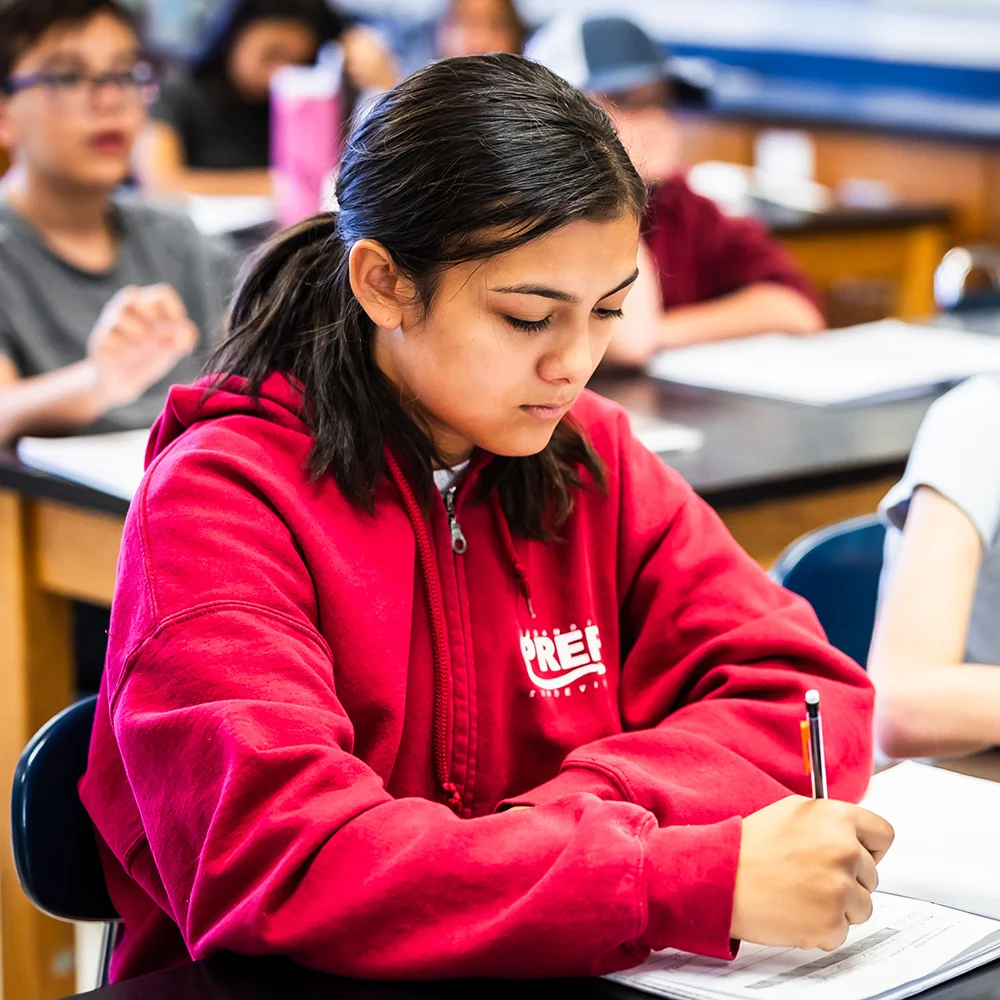 student writing