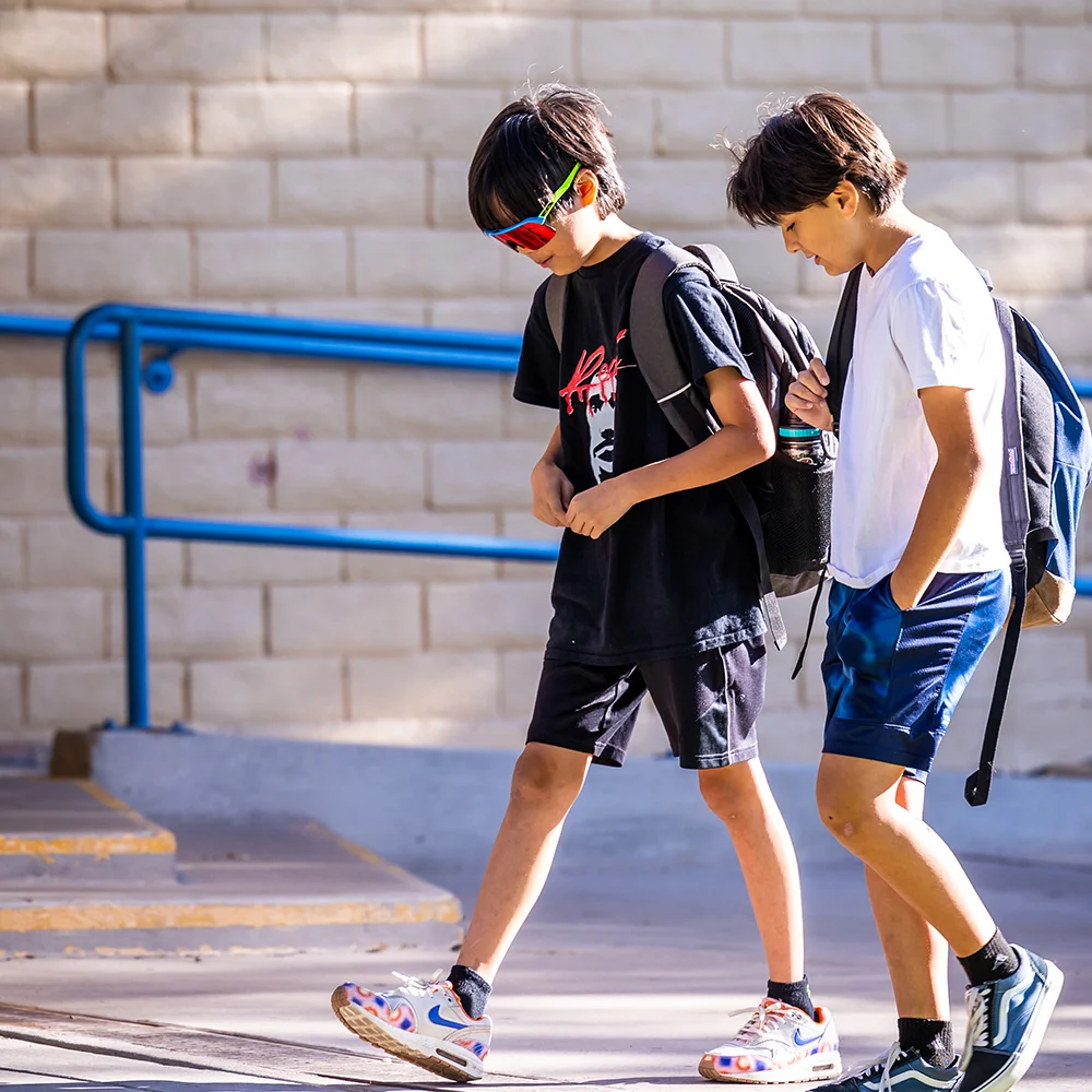 students walking