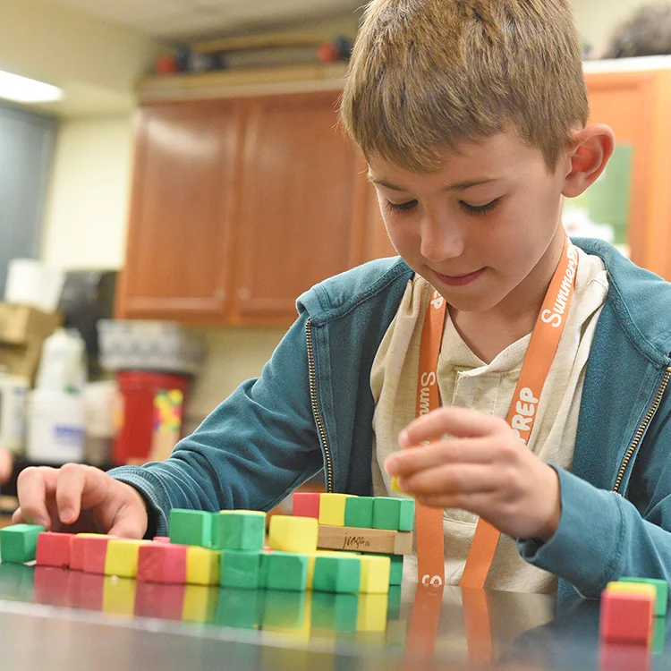 camper with building blocks