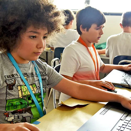 Minecraft campers on laptops