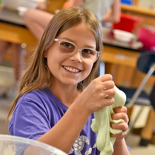 camper in science lab 
