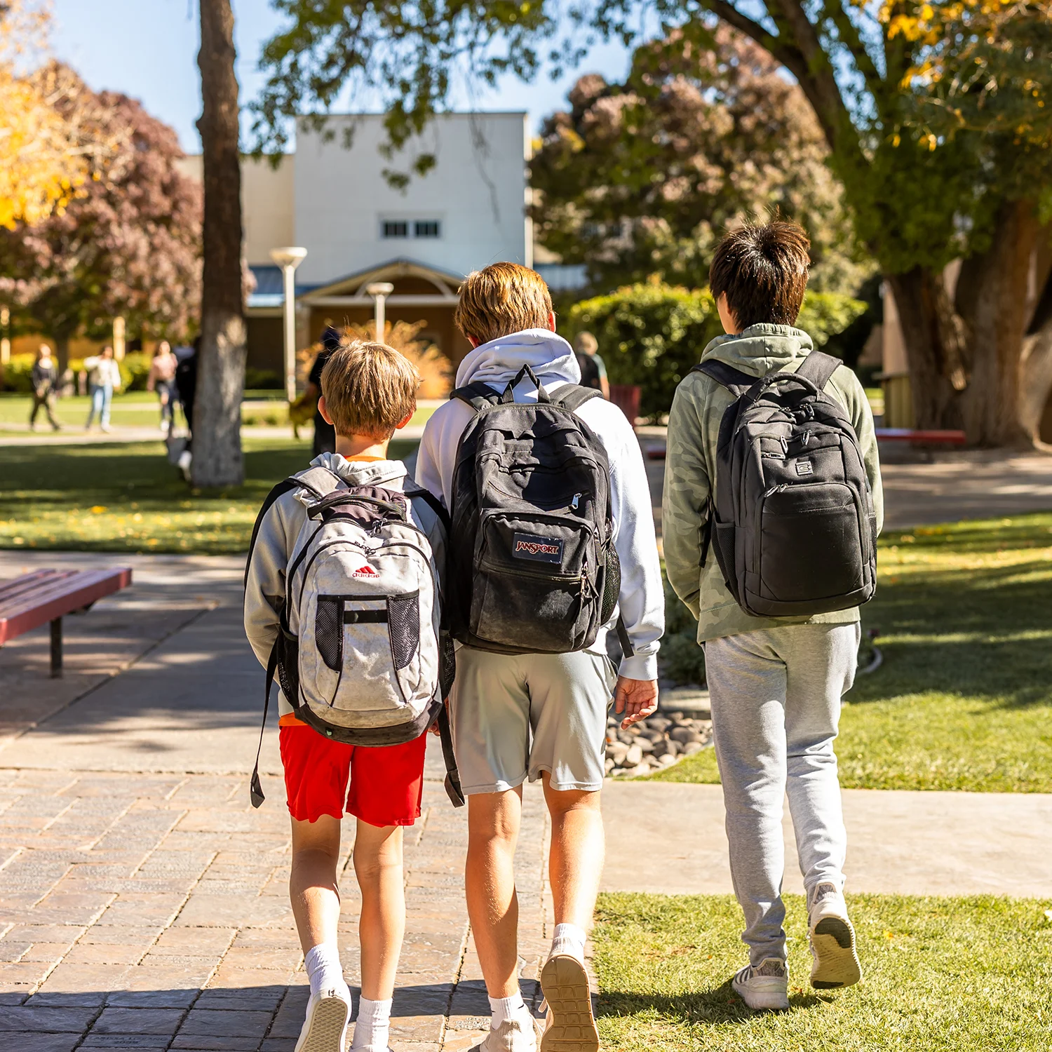 students walking on campus