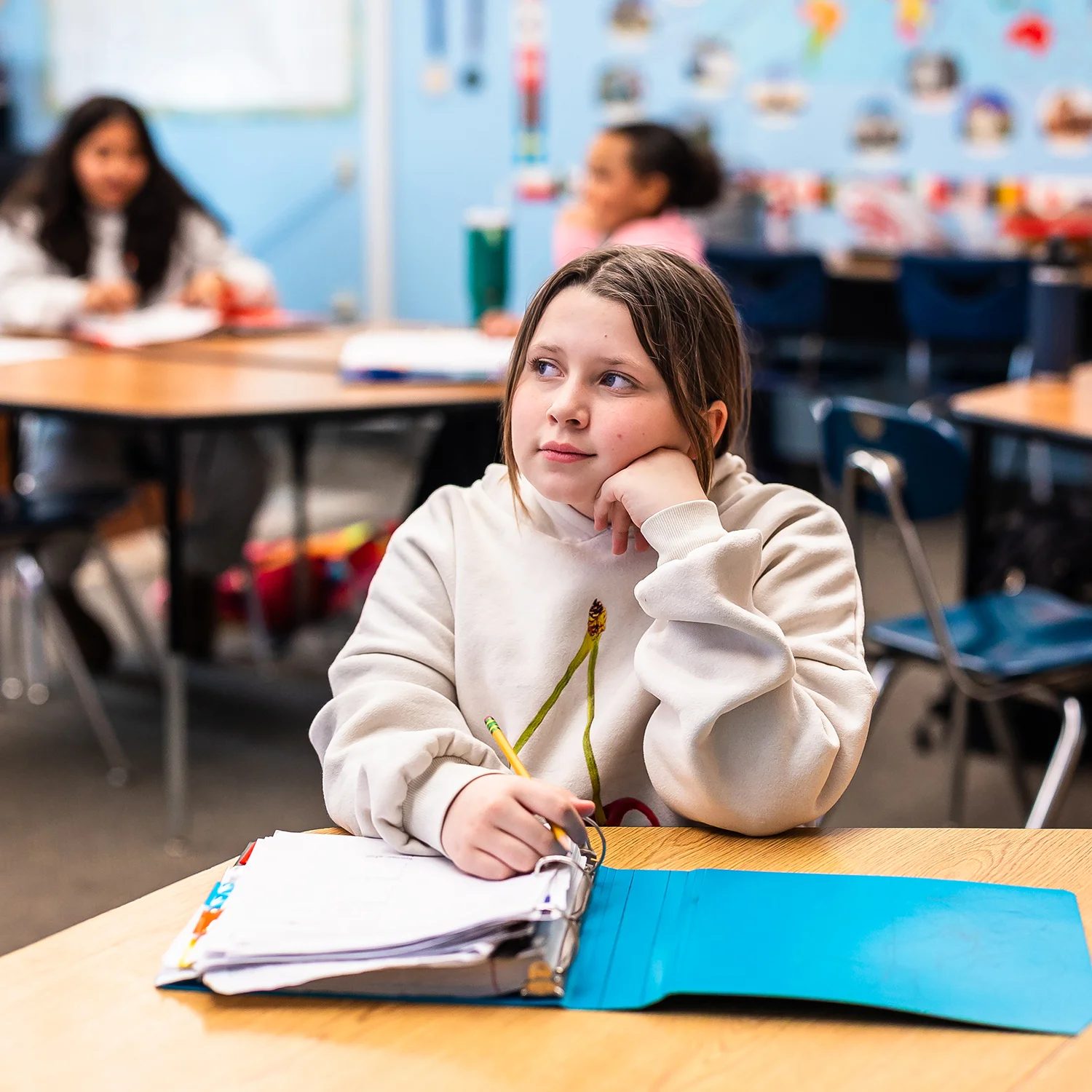 Students working in class
