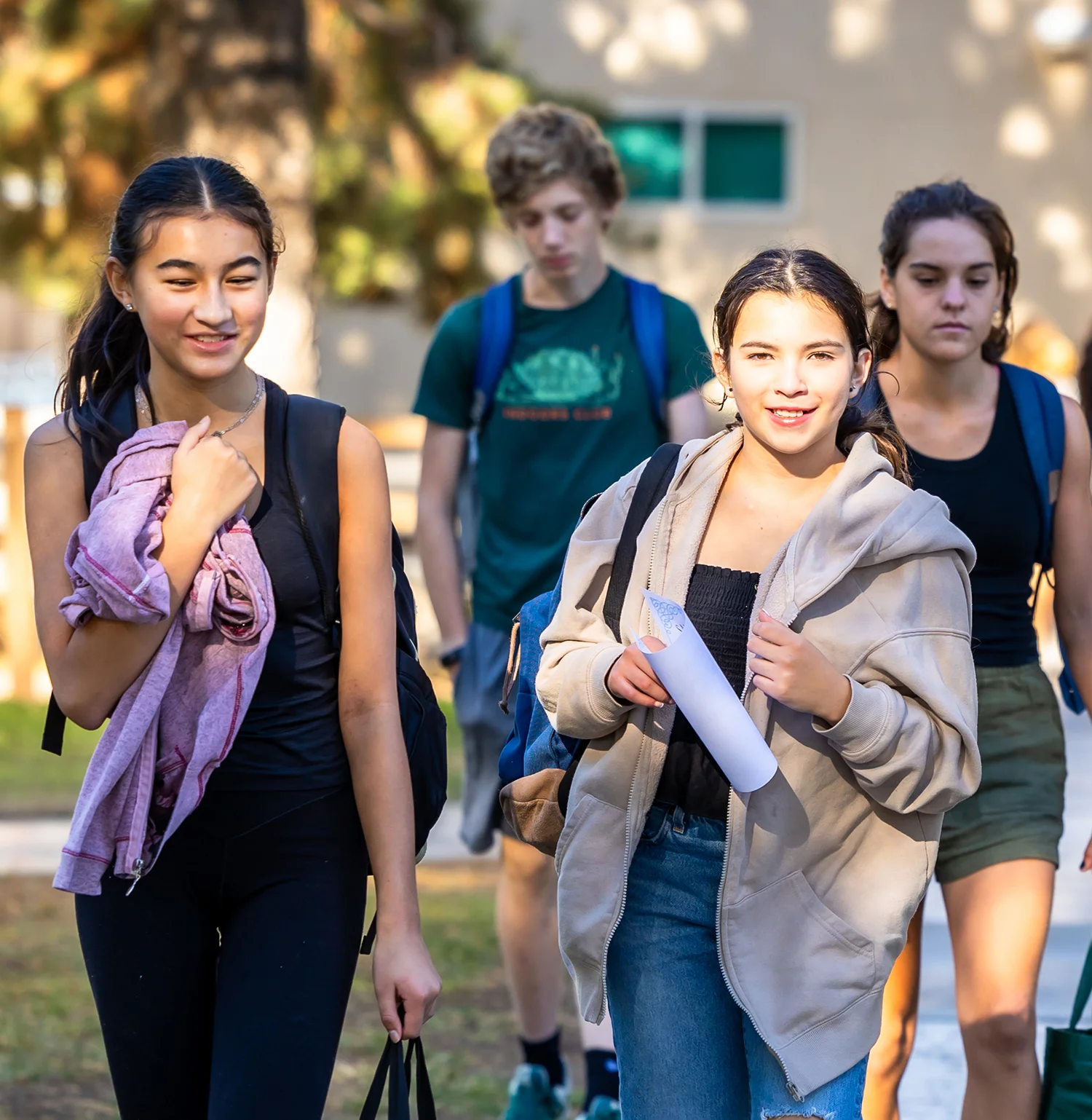 students walking on quad