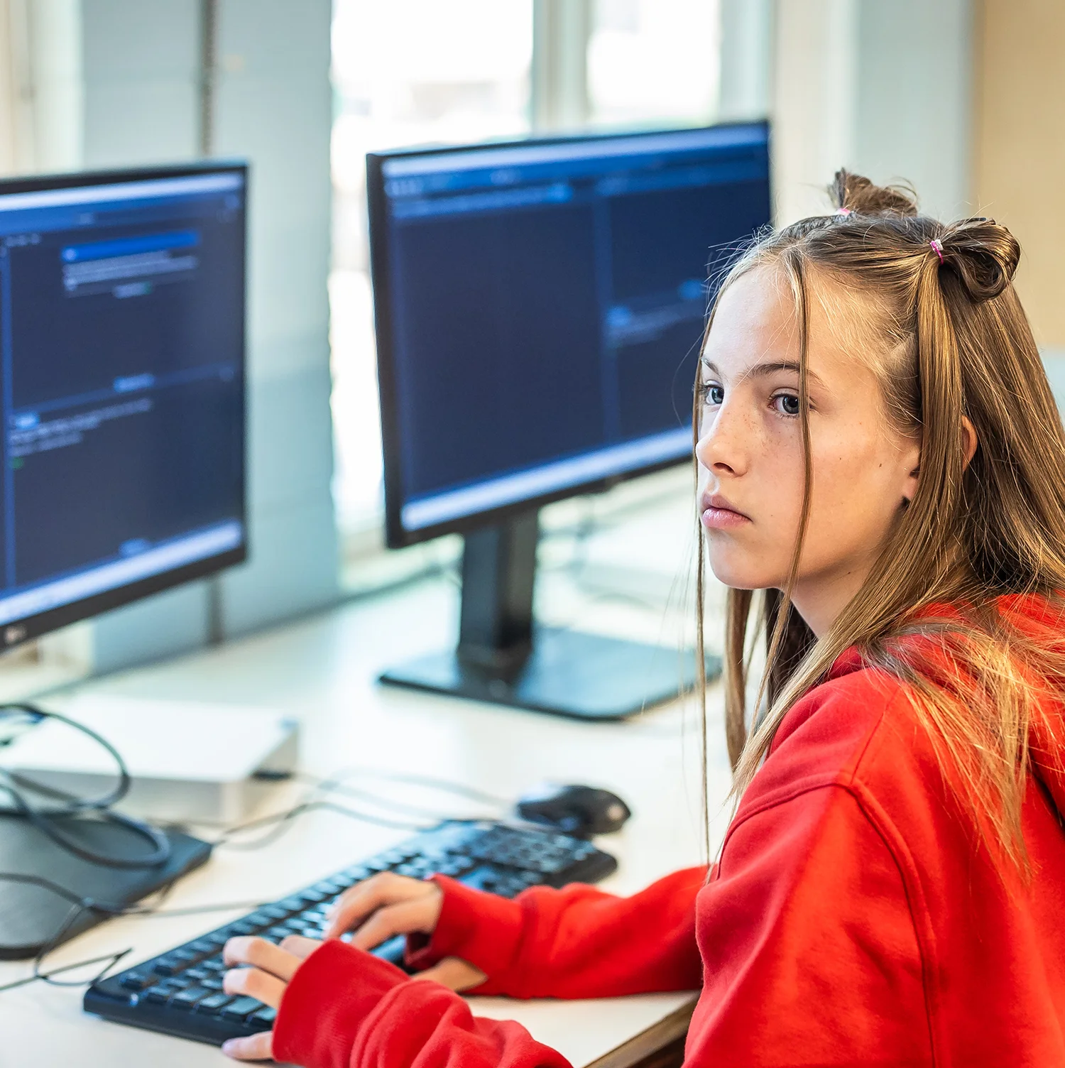 student at computer